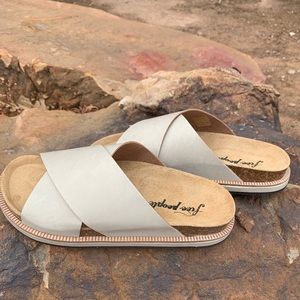 FREE PEOPLE Leather CrissCross SIDELINES Contour FootBed Sandal NIB